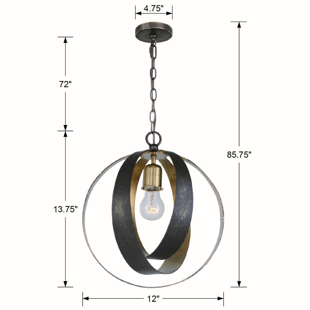 Crystorama - 580-EB-GA - One Light Mini Chandelier - Luna - English Bronze + Antique Gold