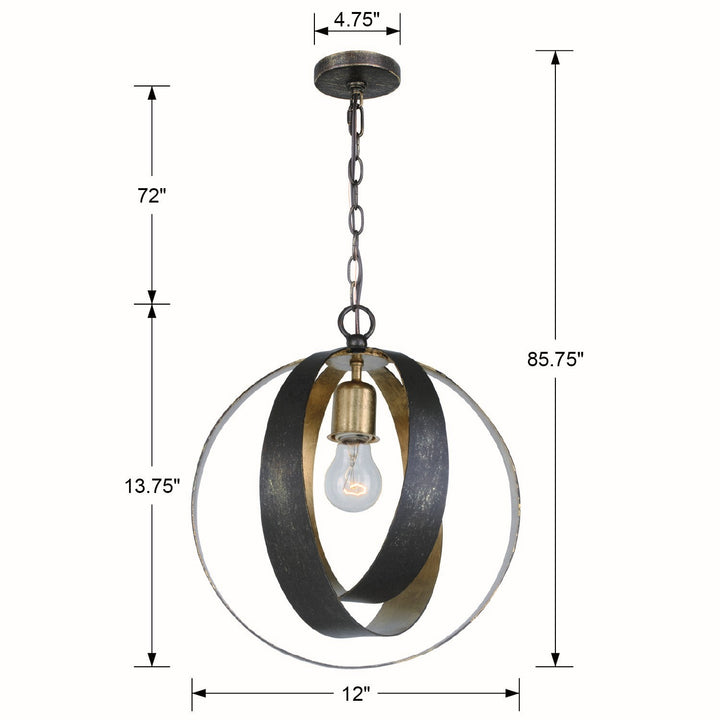 Crystorama - 580-EB-GA - One Light Mini Chandelier - Luna - English Bronze + Antique Gold