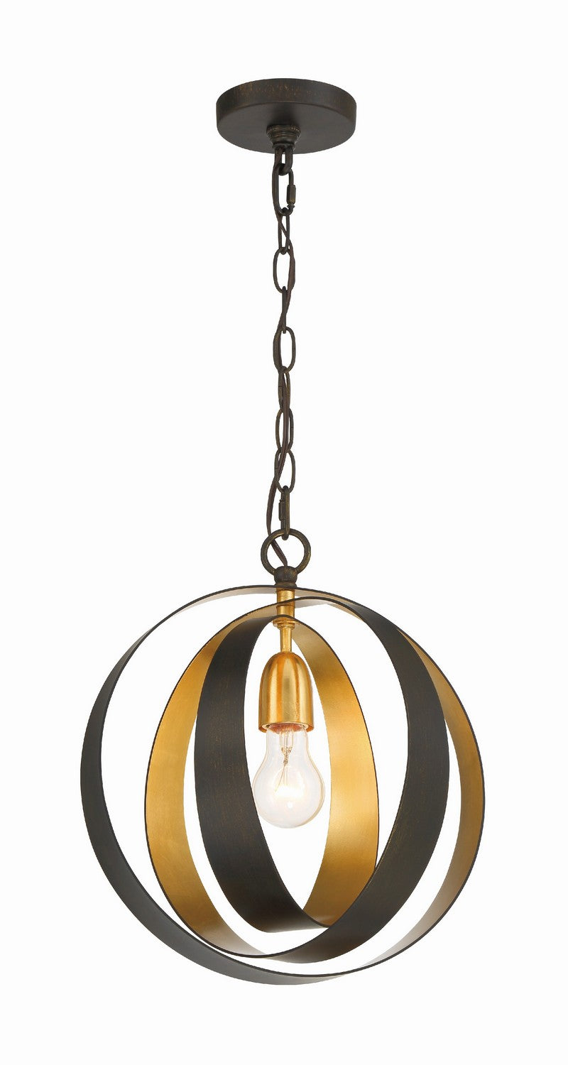 Luna One Light Mini Chandelier in English Bronze + Antique Gold - available from The Lighting Shoppe, trusted by Canadian homeowners