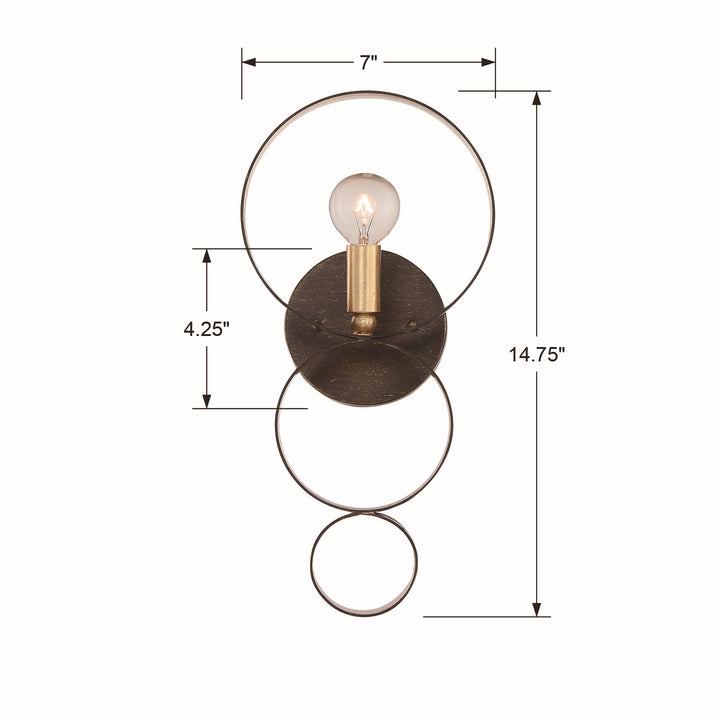 Crystorama - 581-EB-GA - One Light Wall Sconce - Luna - English Bronze + Antique Gold