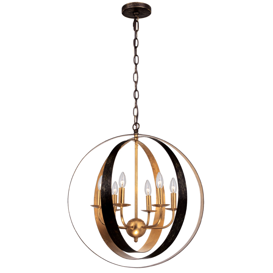Crystorama - 585-EB-GA - Six Light Chandelier - Luna - English Bronze + Antique Gold