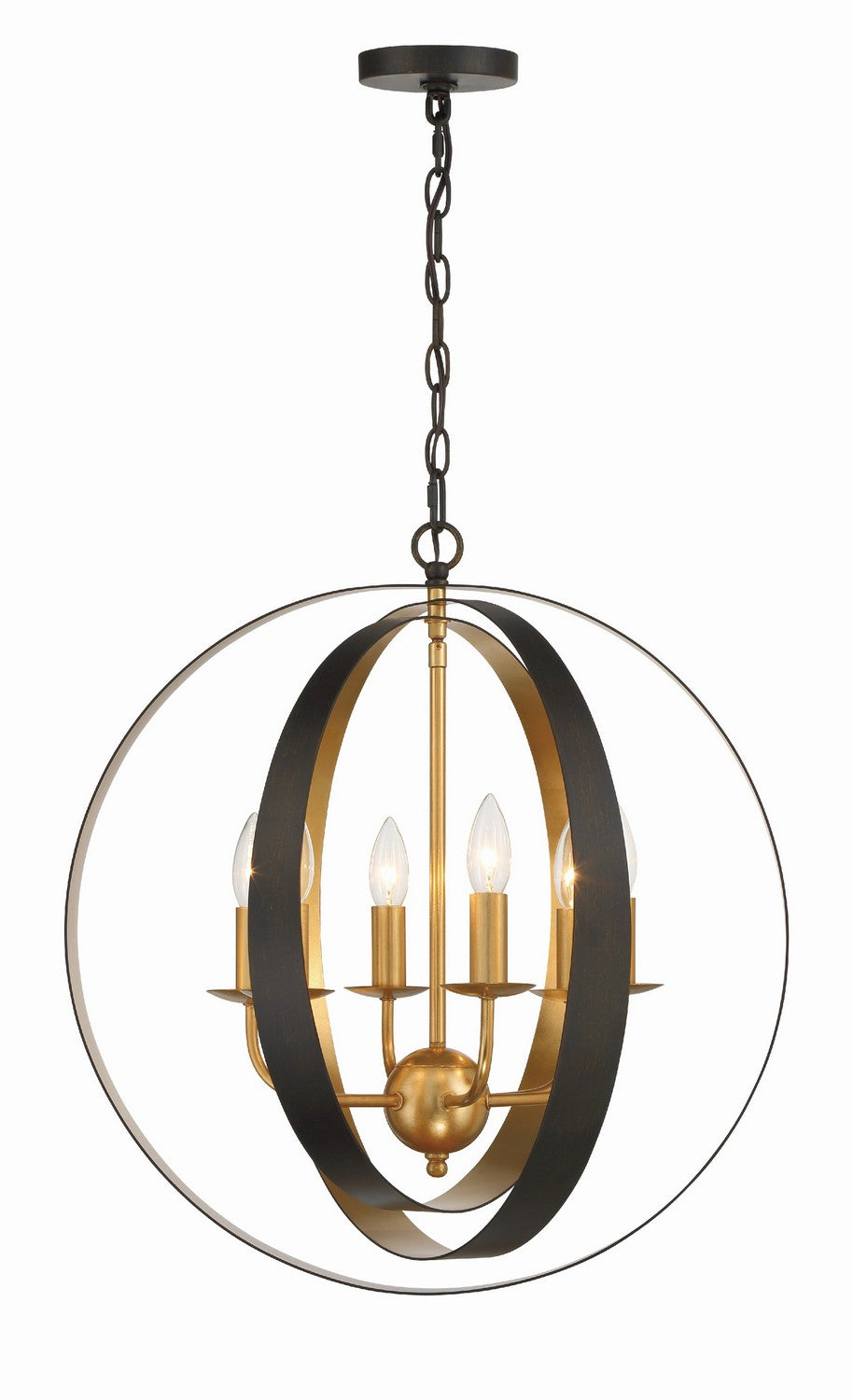 Crystorama - 585-EB-GA - Six Light Chandelier - Luna - English Bronze + Antique Gold