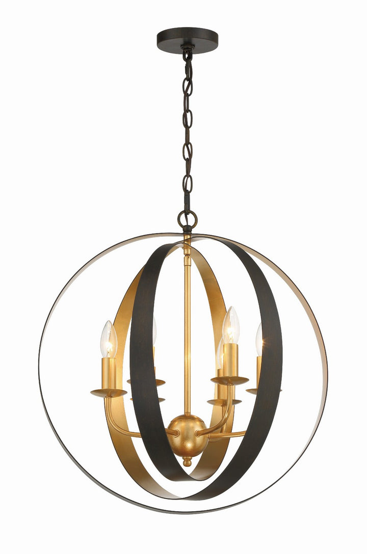 Luna Six Light Chandelier in English Bronze + Antique Gold - available from The Lighting Shoppe, trusted by Canadian homeowners