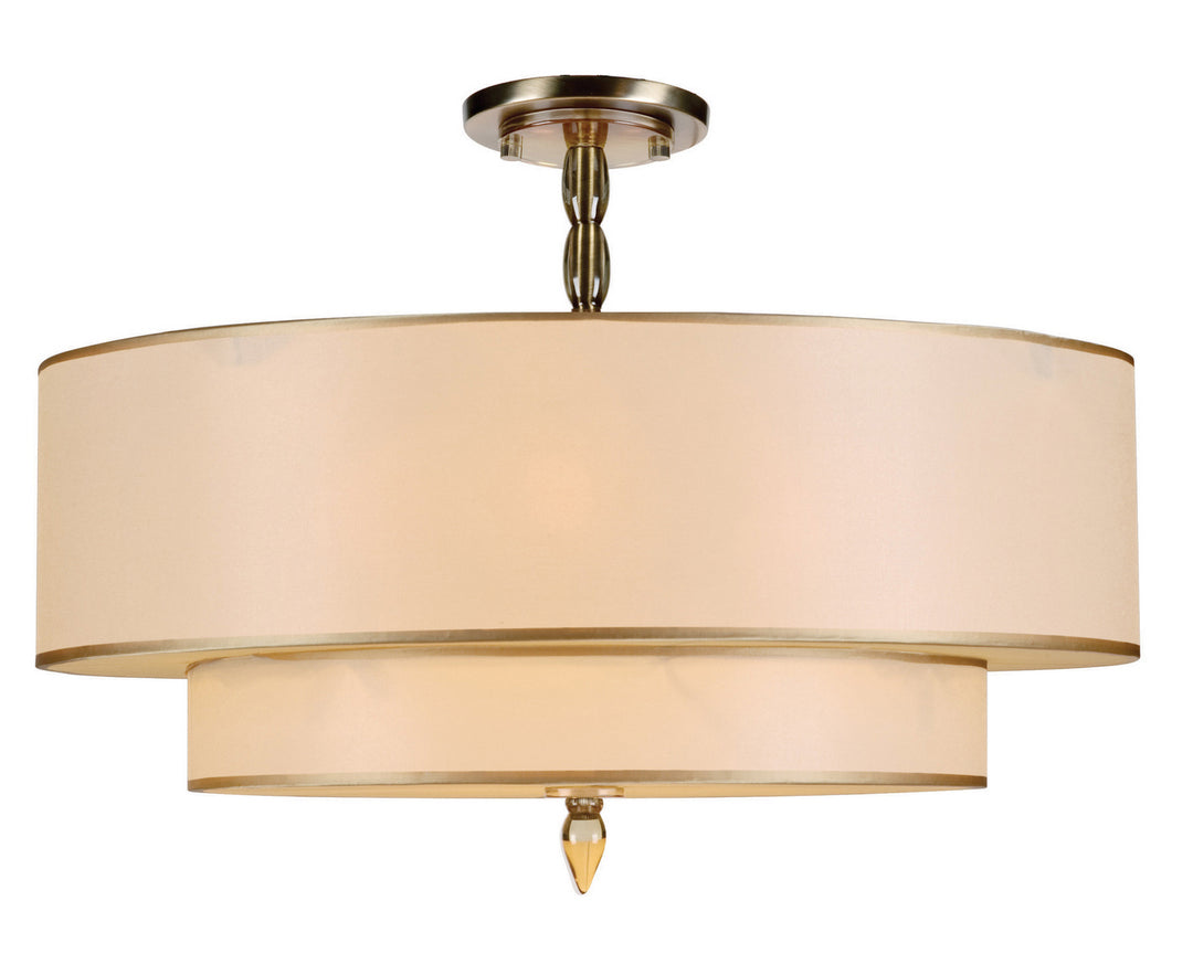 Luxo Five Light Semi Flush Mount in Antique Brass - available from The Lighting Shoppe, trusted by Canadian homeowners