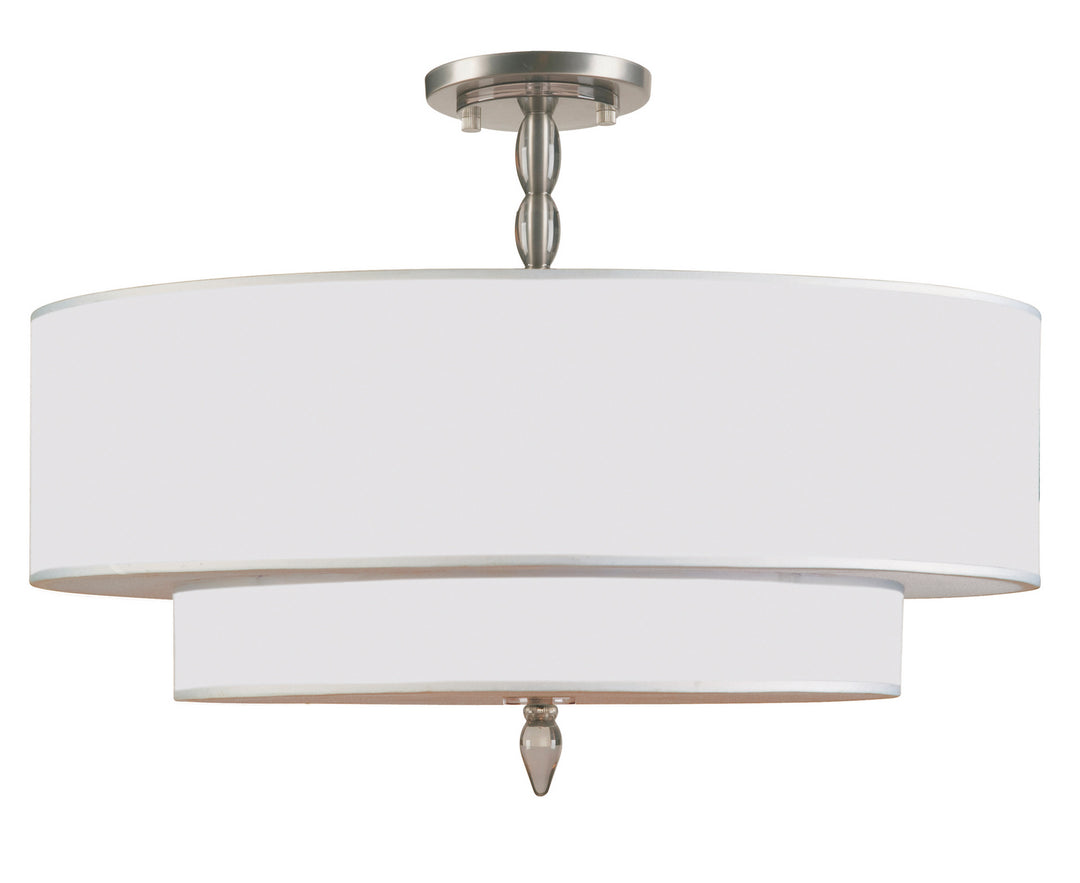 Luxo Five Light Semi Flush Mount in Satin Nickel - available from The Lighting Shoppe, trusted by Canadian homeowners