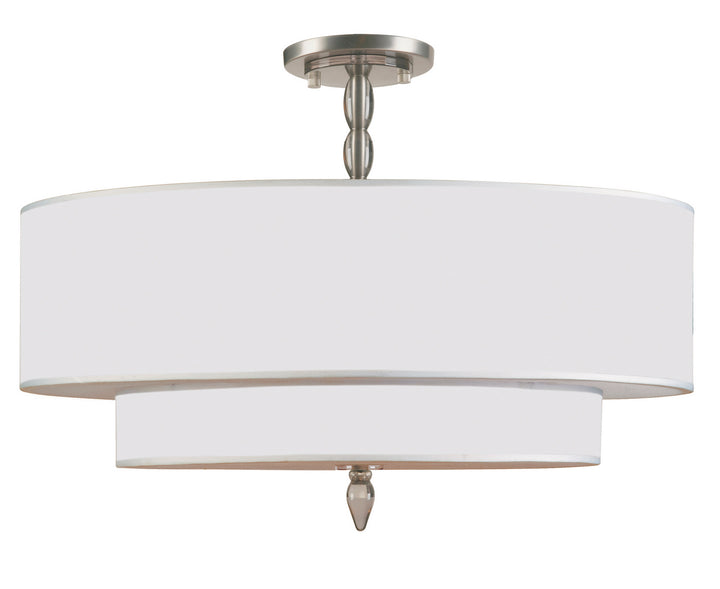Luxo Five Light Semi Flush Mount in Satin Nickel - available from The Lighting Shoppe, trusted by Canadian homeowners