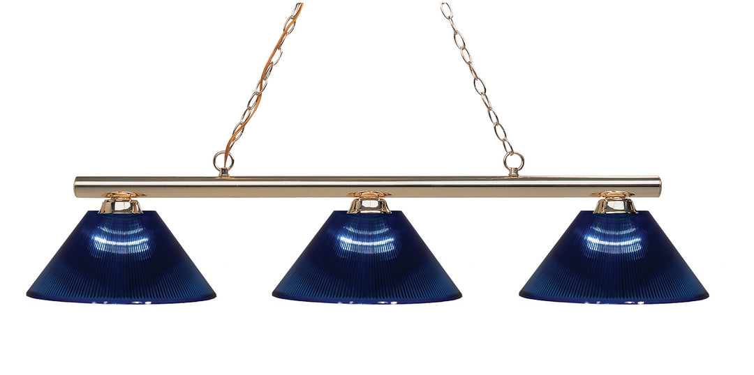 Sharp Shooter Three Light Billiard in Polished Brass - available from The Lighting Shoppe, trusted by Canadian homeowners