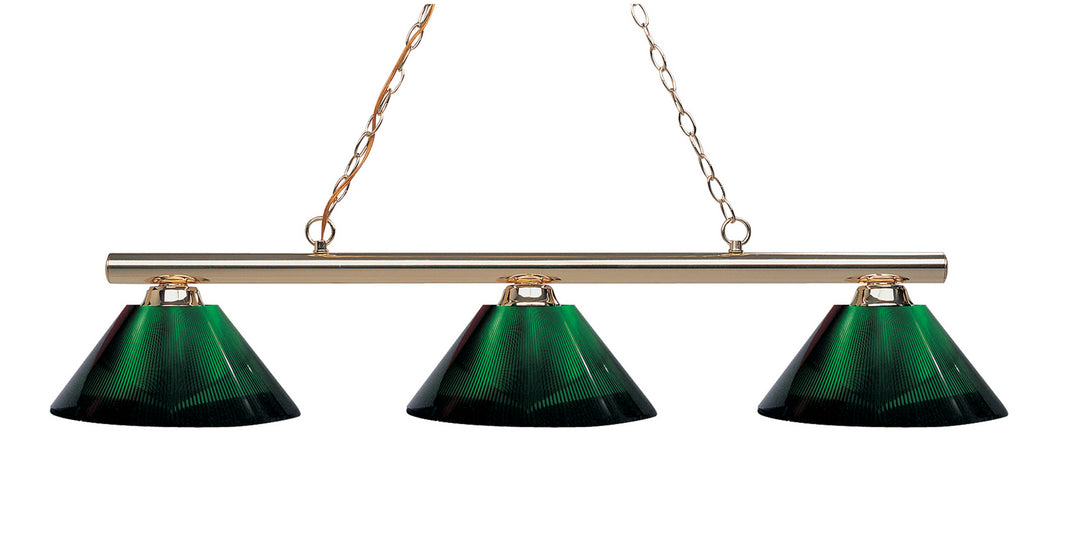 Sharp Shooter Three Light Billiard in Polished Brass - available from The Lighting Shoppe, trusted by Canadian homeowners