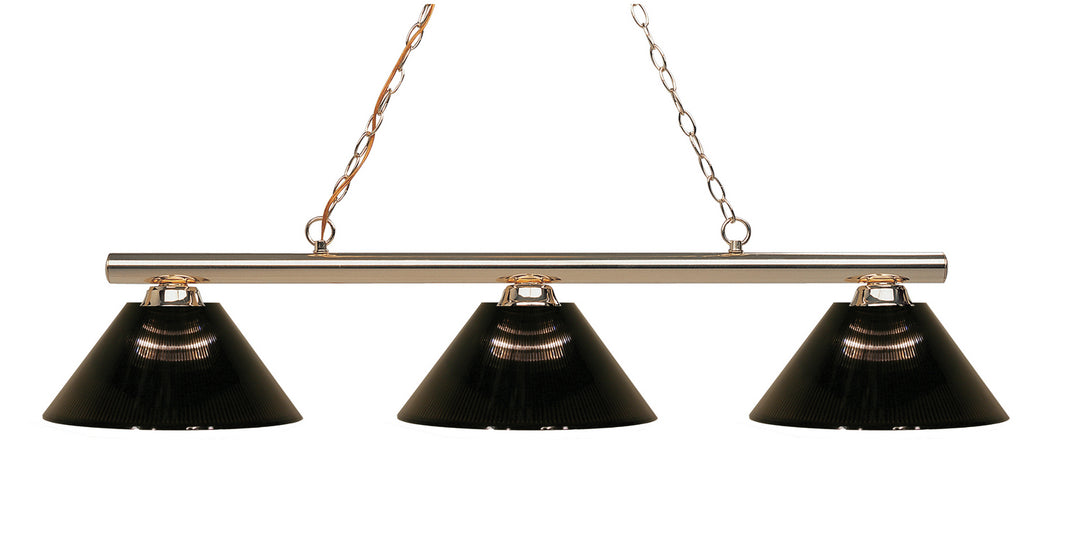 Sharp Shooter Three Light Billiard in Polished Brass - available from The Lighting Shoppe, trusted by Canadian homeowners
