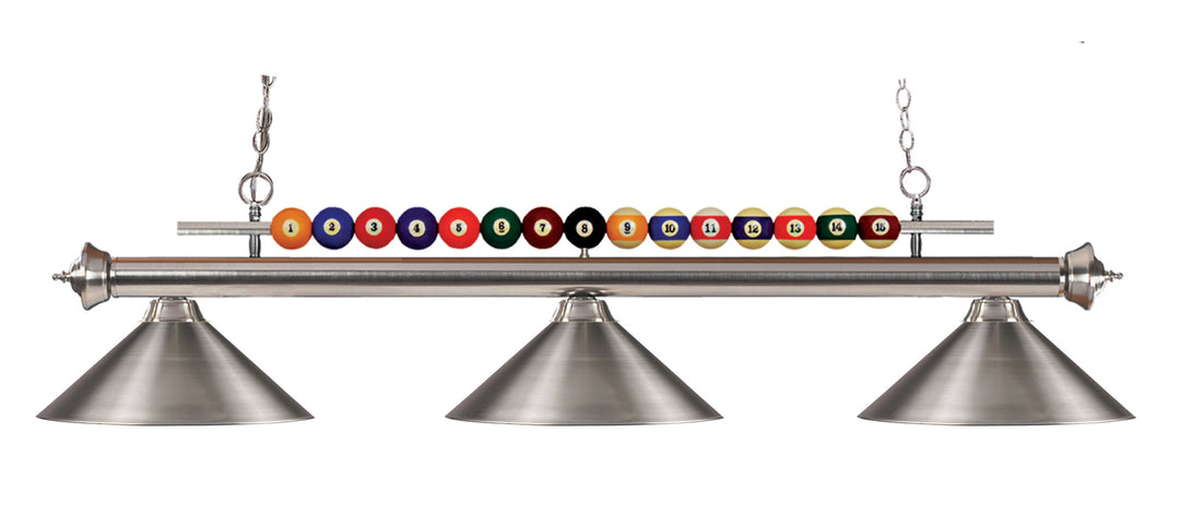 Shark Three Light Billiard in Brushed Nickel - available from The Lighting Shoppe, trusted by Canadian homeowners