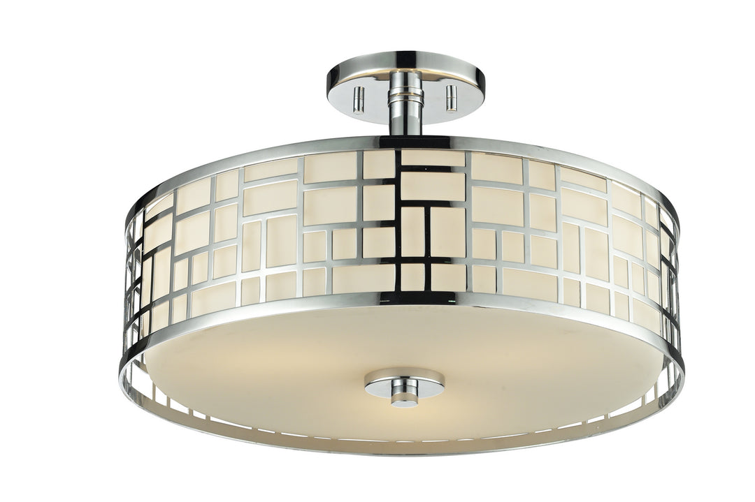 Elea Three Light Semi Flush Mount in Chrome - available from The Lighting Shoppe, trusted by Canadian homeowners