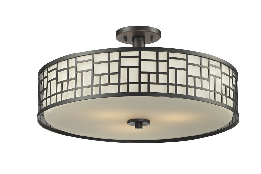 Elea Three Light Semi Flush Mount in Bronze - available from The Lighting Shoppe, trusted by Canadian homeowners