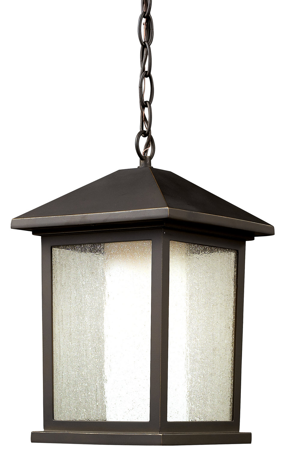Mesa One Light Outdoor Chain Mount Ceiling Fixture in Oil Rubbed Bronze - available from The Lighting Shoppe, trusted by Canadian homeowners