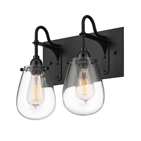 Chelsea Two Light Bath Bar in Satin Black - available from The Lighting Shoppe, trusted by Canadian homeowners