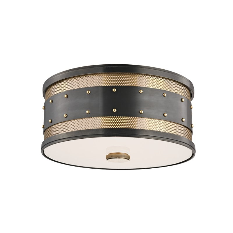 Gaines Two Light Flush Mount in Aged Old Bronze - available from The Lighting Shoppe, trusted by Canadian homeowners