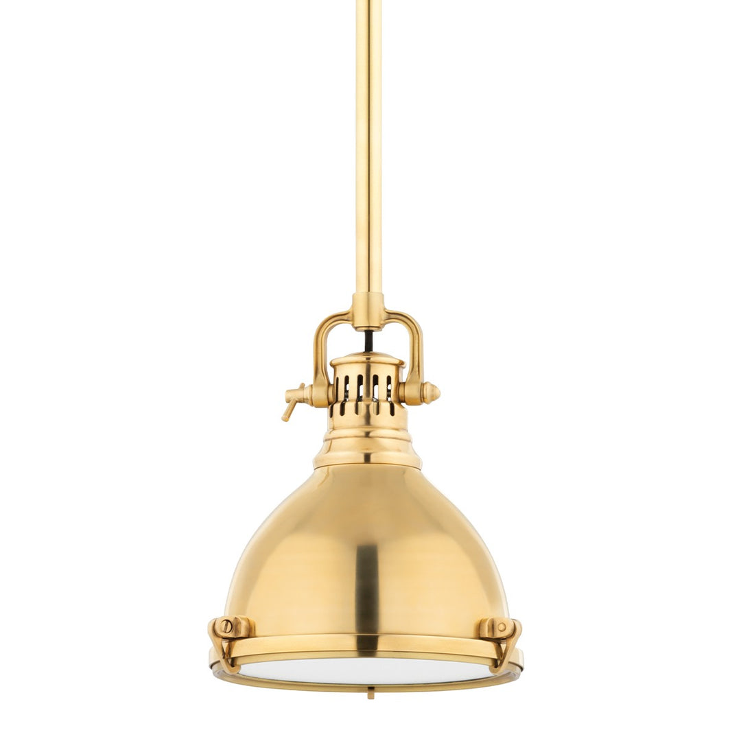 Pelham One Light Pendant in Aged Brass - available from The Lighting Shoppe, trusted by Canadian homeowners