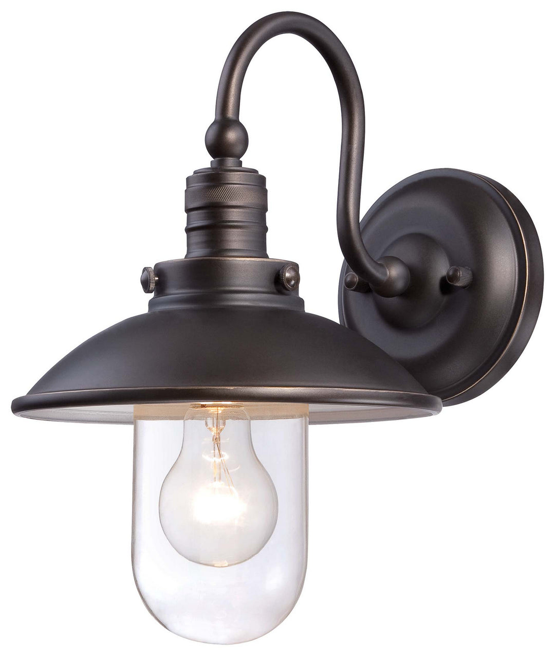 Downtown Edison One Light Wall Mount in Oil Rubbed Bronze w/Gold Highlights - available from The Lighting Shoppe, trusted by Canadian homeowners