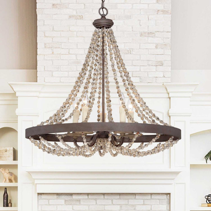 Mallory Five Light Pendant in Fossil Stone Savoy House