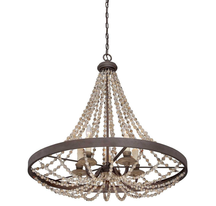 Mallory Five Light Pendant in Fossil Stone Savoy House