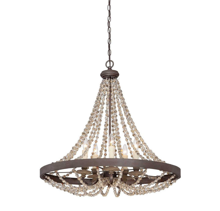 Mallory Five Light Pendant in Fossil Stone Savoy House