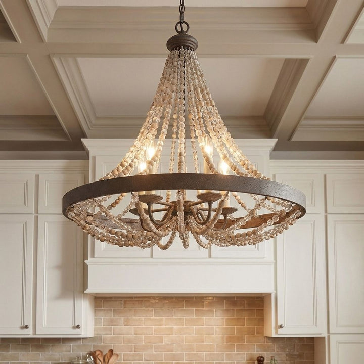 Savoy House - 7-7406-5-39 - Five Light Pendant - Mallory - Fossil Stone