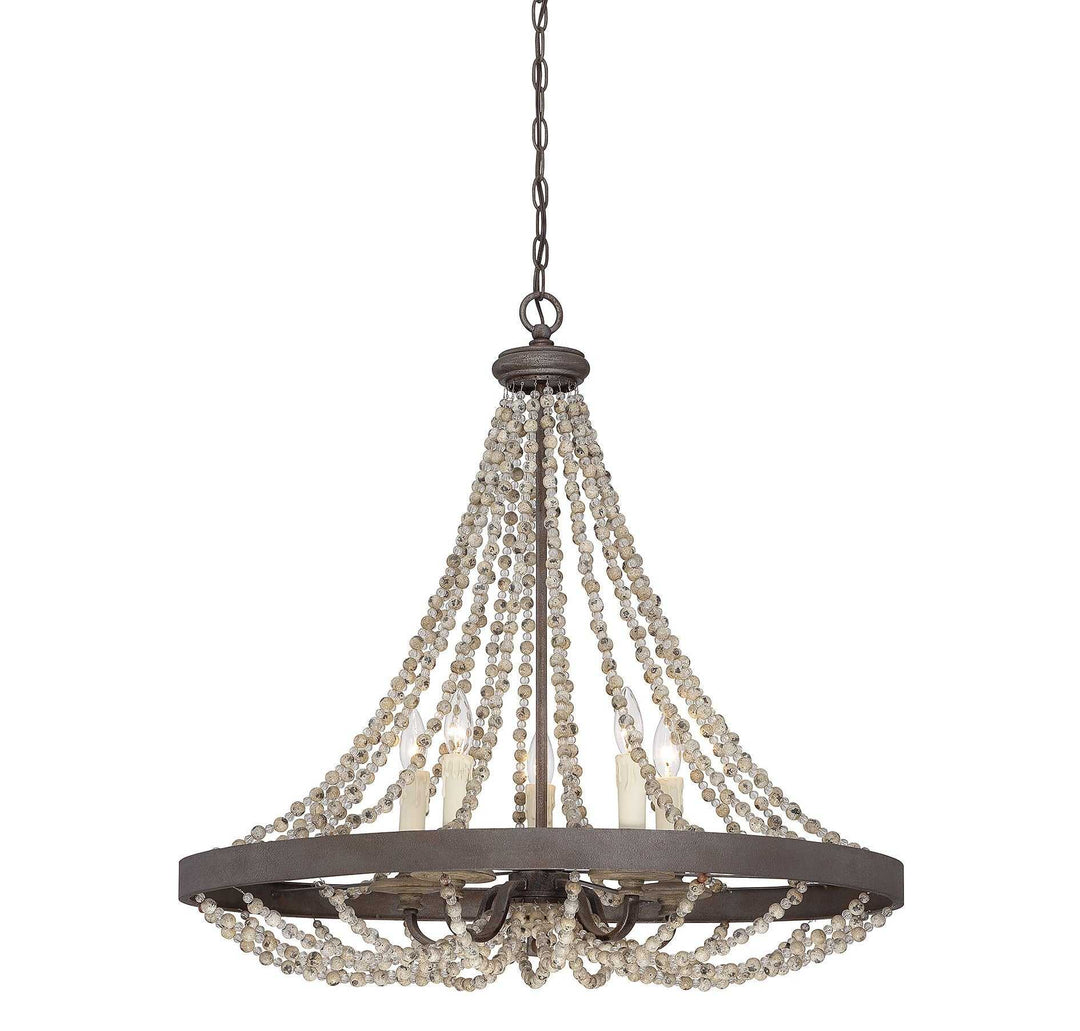 Mallory Five Light Pendant in Fossil Stone Savoy House