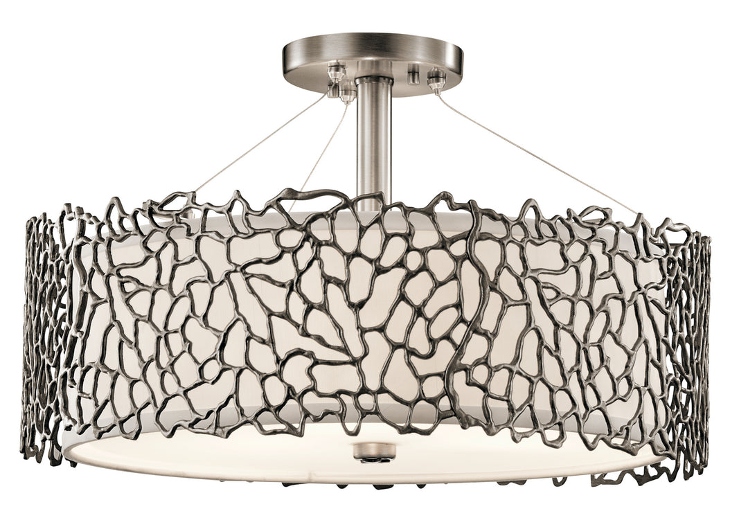 Kichler Canada - 43346CLP - Three Light Pendant/Semi Flush - Silver Coral - Classic Pewter