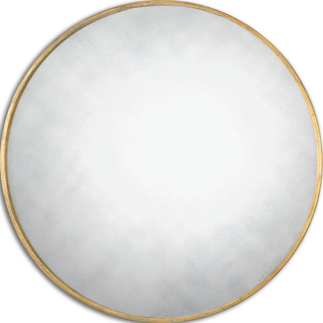 Junius Round Mirror in Antiqued Gold - available from The Lighting Shoppe, trusted by Canadian homeowners