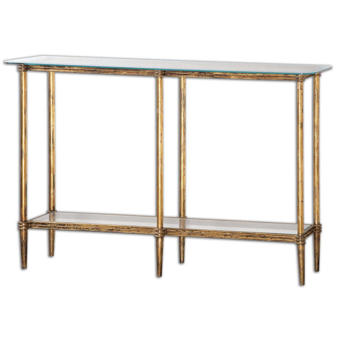 Elenio Console Table in Gold Leafed - available from The Lighting Shoppe, trusted by Canadian homeowners