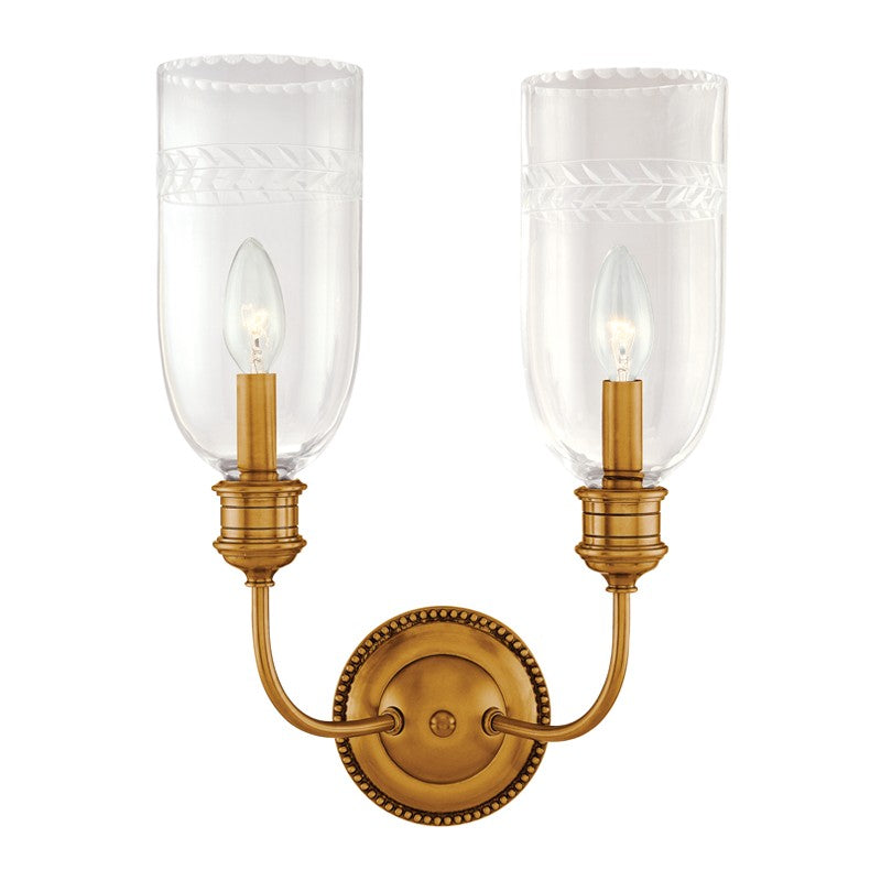 Hudson Valley Canada - 292-AGB - Two Light Wall Sconce - Lafayette - Aged Brass