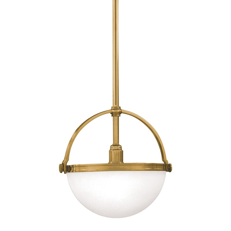 Stratford One Light Pendant in Aged Brass - available from The Lighting Shoppe, trusted by Canadian homeowners