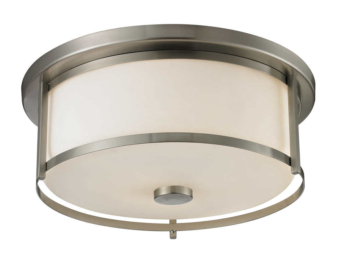 Savannah Three Light Flush Mount in Brushed Nickel - available from The Lighting Shoppe, trusted by Canadian homeowners