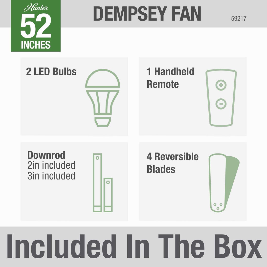 Dempsey with Light 52 inch Hunter Fan Canada