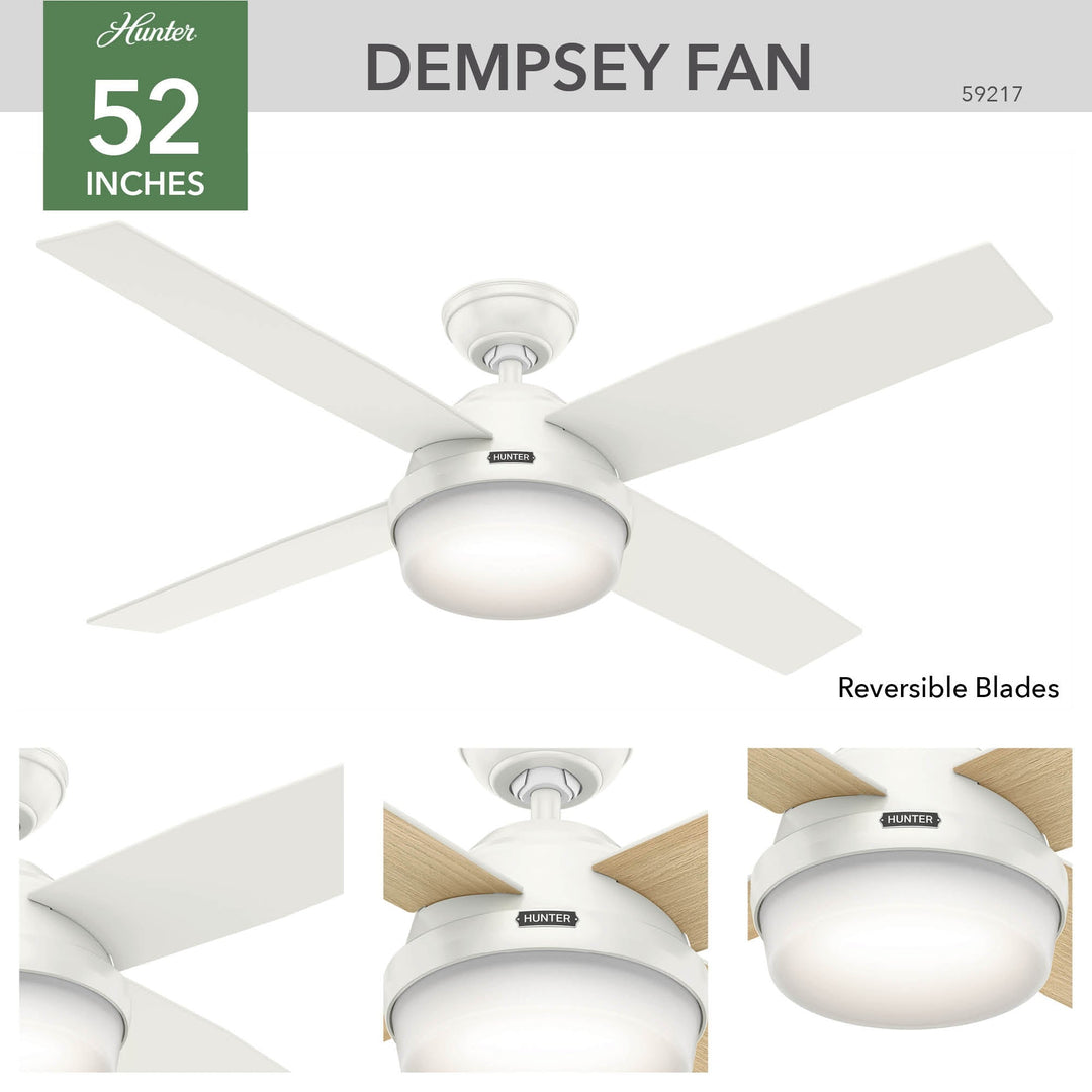 Dempsey with Light 52 inch Hunter Fan Canada