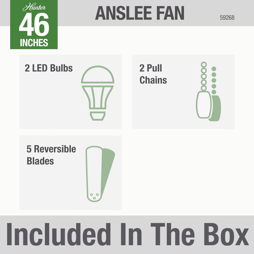 Anslee Low Profile with LED Light 46 inch Hunter Fan Canada