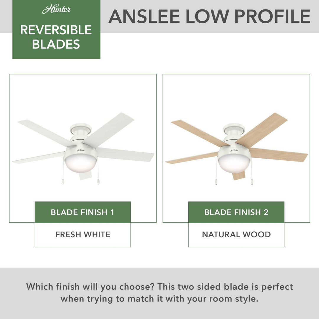Anslee Low Profile with LED Light 46 inch Hunter Fan Canada