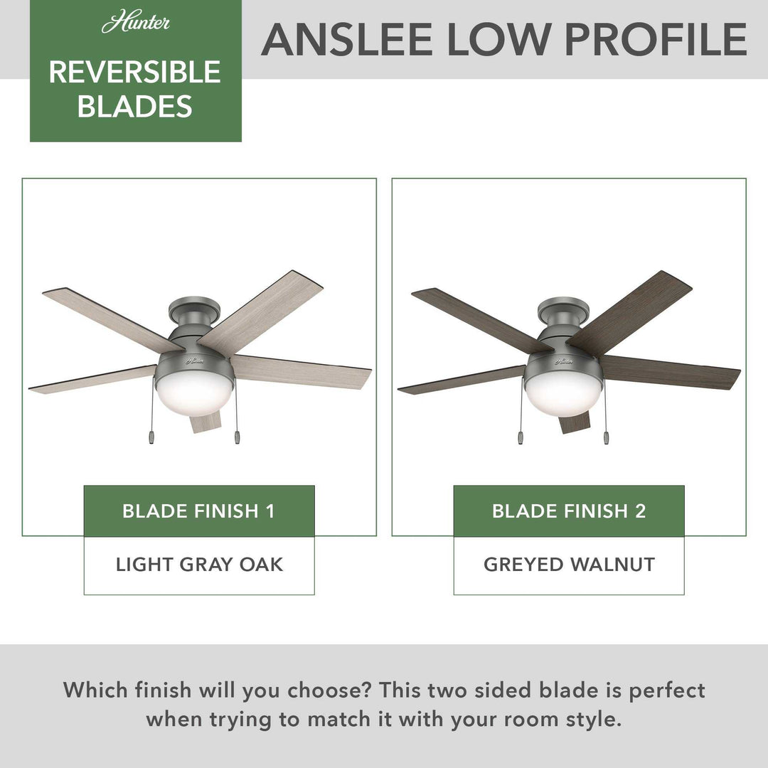 Anslee Low Profile with LED Light 46 inch Hunter Fan Canada
