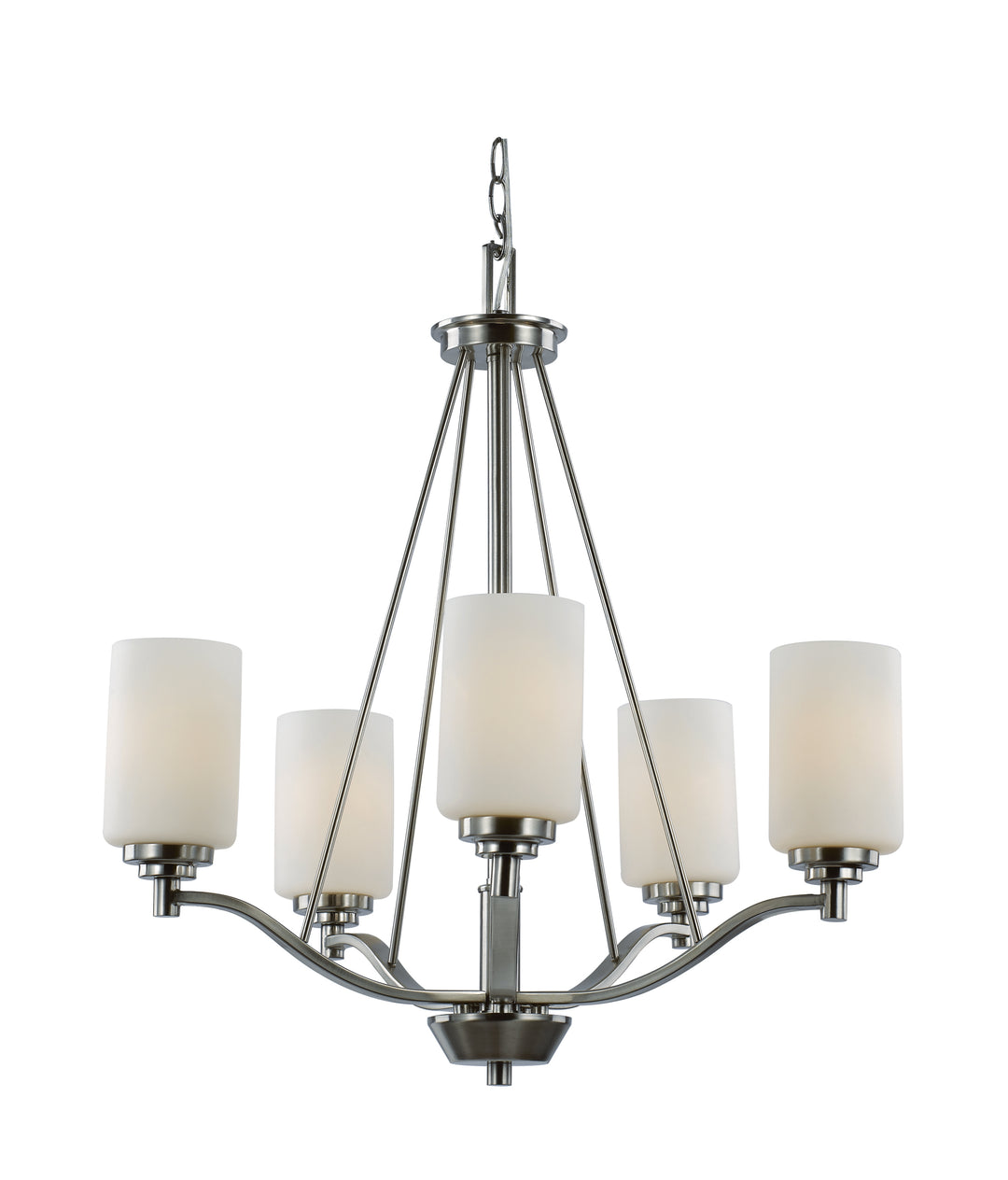 Mod Pod Five Light Chandelier in Brushed Nickel - available from The Lighting Shoppe, trusted by Canadian homeowners