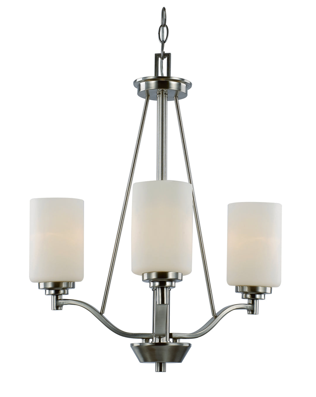 Mod Pod Three Light Chandelier in Brushed Nickel - available from The Lighting Shoppe, trusted by Canadian homeowners