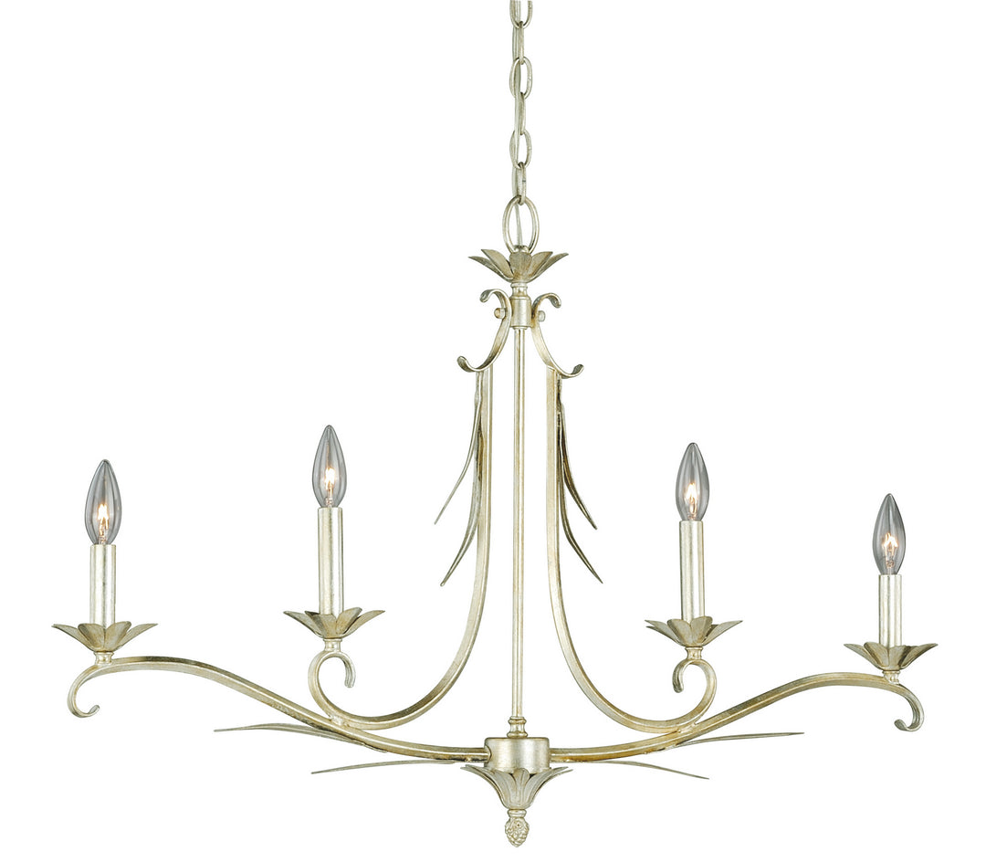 Vaxcel - P0099 - Four Light Linear Chandelier - Austen - Silver Leaf