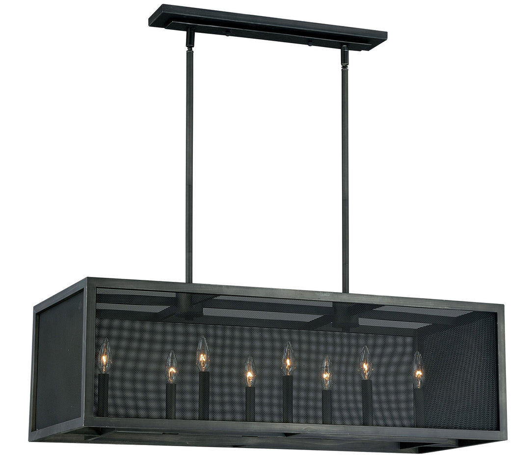 Vaxcel - P0105 - Eight Light Linear Chandelier - Wicker Park - Warm Pewter