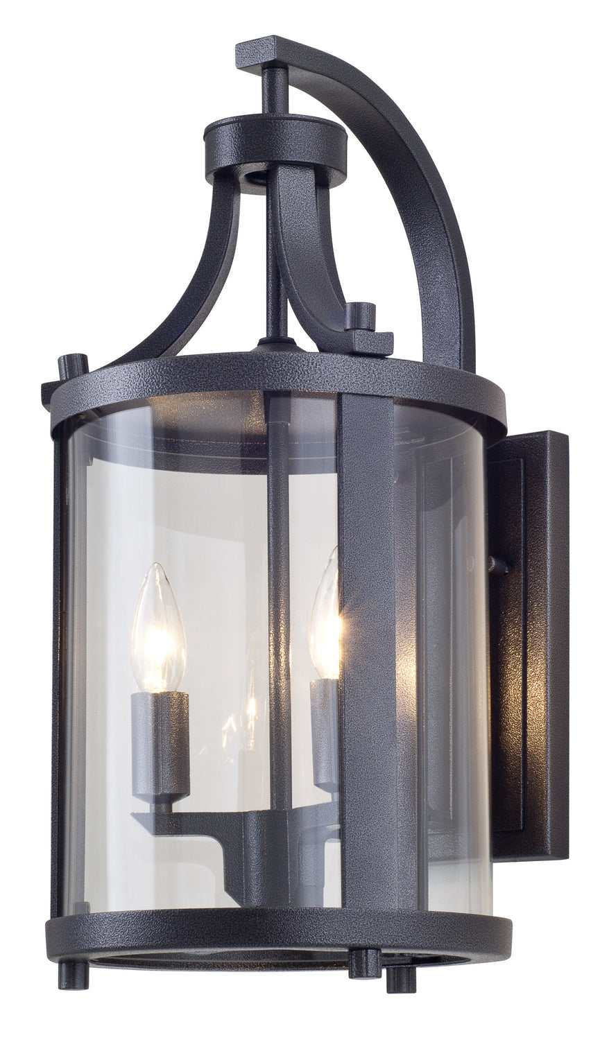 Niagara Outdoor Two Light Outdoor Wall Sconce in Hammered Black w/Clear Glass - available from The Lighting Shoppe, trusted by Canadian homeowners