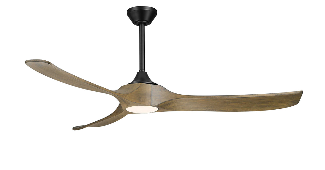 Woodern 60" Smart Ceiling Fan Matte Black with Weathered Oak Wood Blades Mirage Lighting Group
