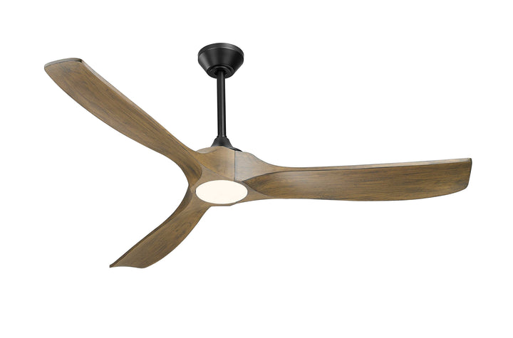 Woodern 60" Smart Ceiling Fan Matte Black with Weathered Oak Wood Blades Mirage Lighting Group