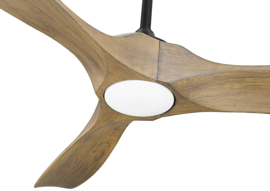 Woodern 60" Smart Ceiling Fan Matte Black with Weathered Oak Wood Blades Mirage Lighting Group