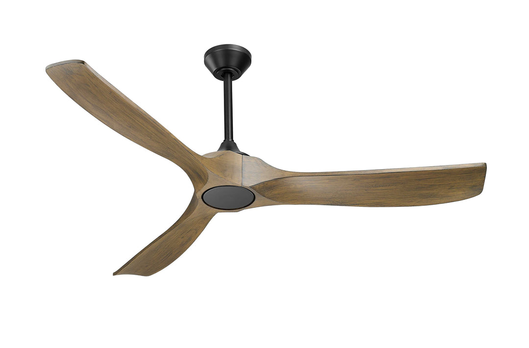 Woodern 60" Smart Ceiling Fan Matte Black with Weathered Oak Wood Blades Mirage Lighting Group