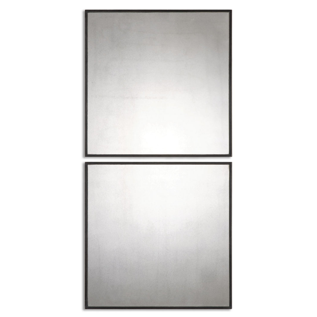 Matty Squares Mirror, Set Of 2 in Aged Black w/Red - available from The Lighting Shoppe, trusted by Canadian homeowners