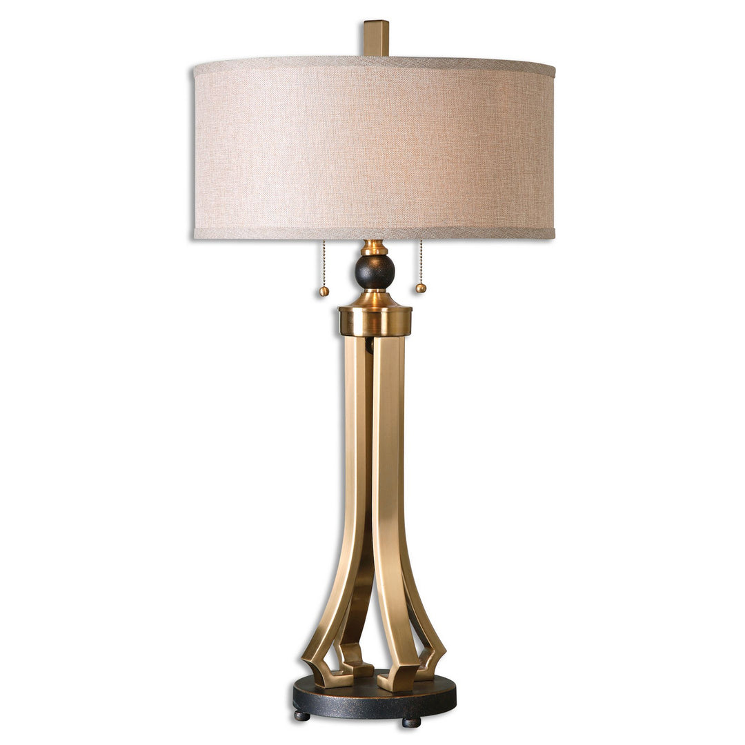 Selvino Two Light Table Lamp in Brushed Brass Metal w/Oil Rubbed Bronze - available from The Lighting Shoppe, trusted by Canadian homeowners