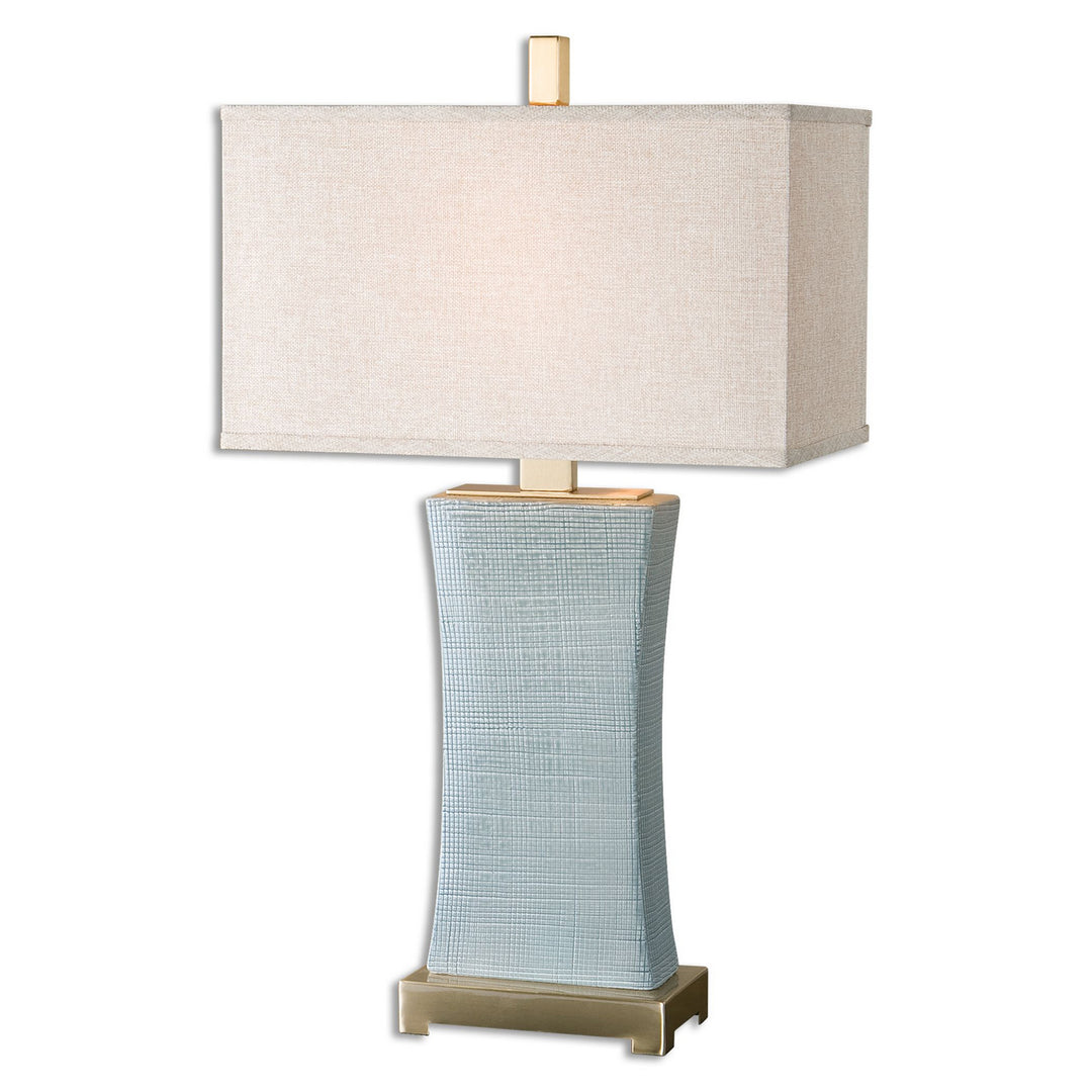 Cantarana One Light Table Lamp in Coffee Bronze, Blue Gray Glaze - available from The Lighting Shoppe, trusted by Canadian homeowners