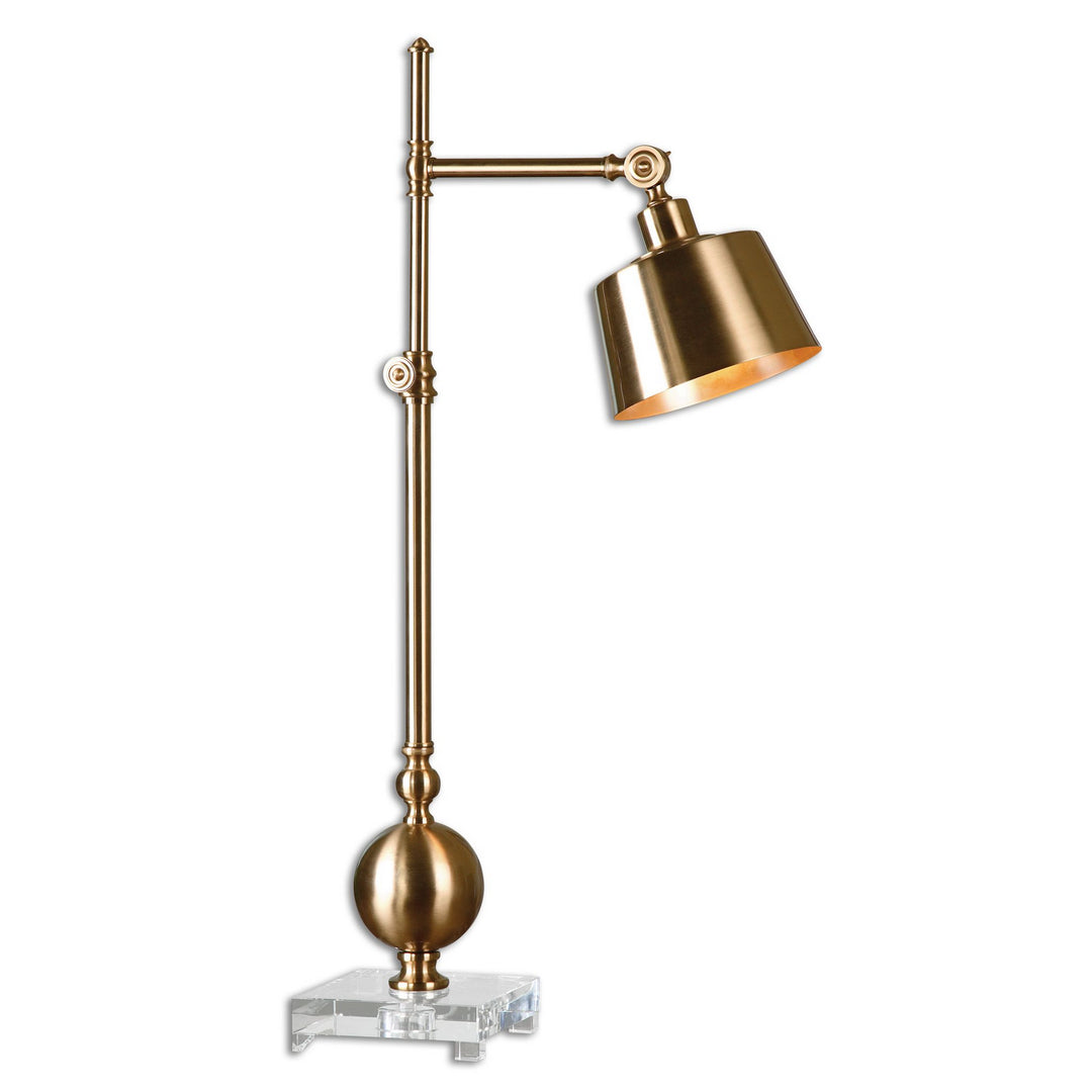 Laton One Light Task Lamp in Brushed Brass - available from The Lighting Shoppe, trusted by Canadian homeowners